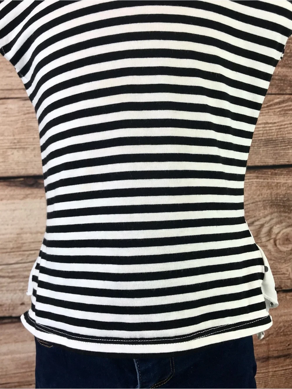 Little Girls Stripe Longer Flared Back Hem Top 6-6X